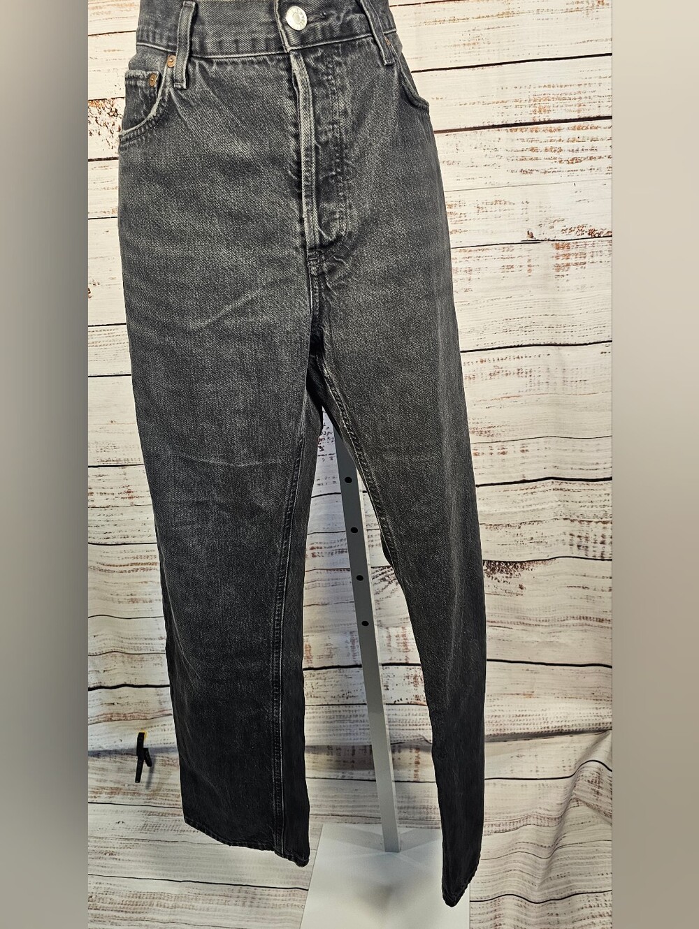 AGOLDE Parker Long Mid Rise Straight Jeans Size 30 Hitch Washed Black